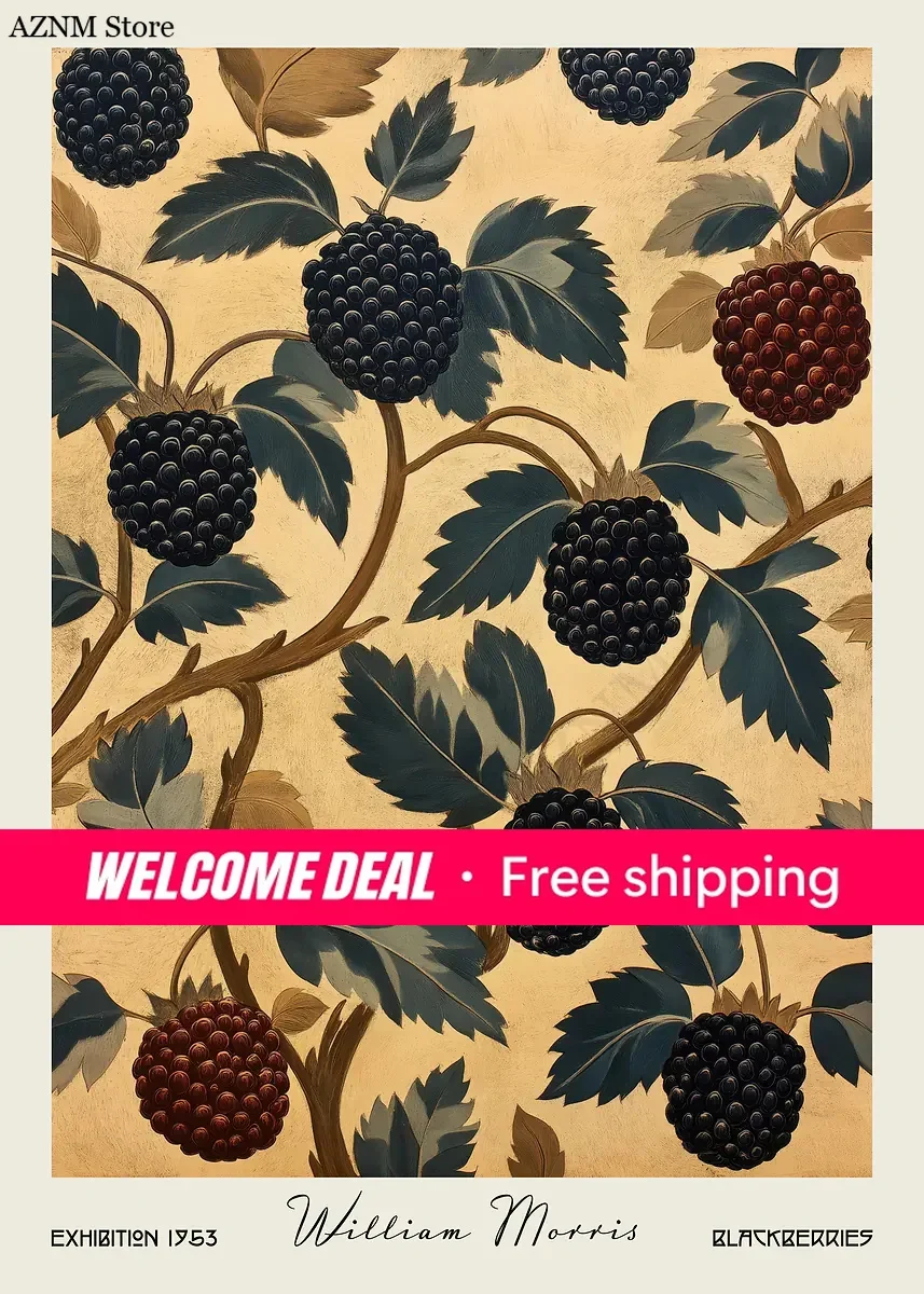 Kitchen Food Fruit Vegetable Potato Lemon William Morris Retro Poster Canvas Printing Wall Art Picture Dining Room Home Decor