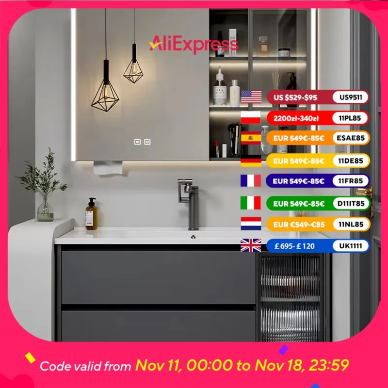 

Gray Organizer Bathroom Cabinet Wooden Waterproof Space Saver Bathroom Cabinet Storage Vanity Meuble Salle De Bain Furniture