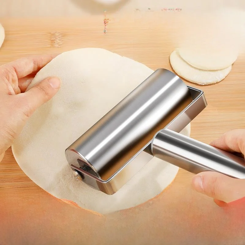 ステンレス鋼木製ローラーパスタメーカー生地ローラーペストリースティック餃子の皮を作るためのキッチンベーキングツール