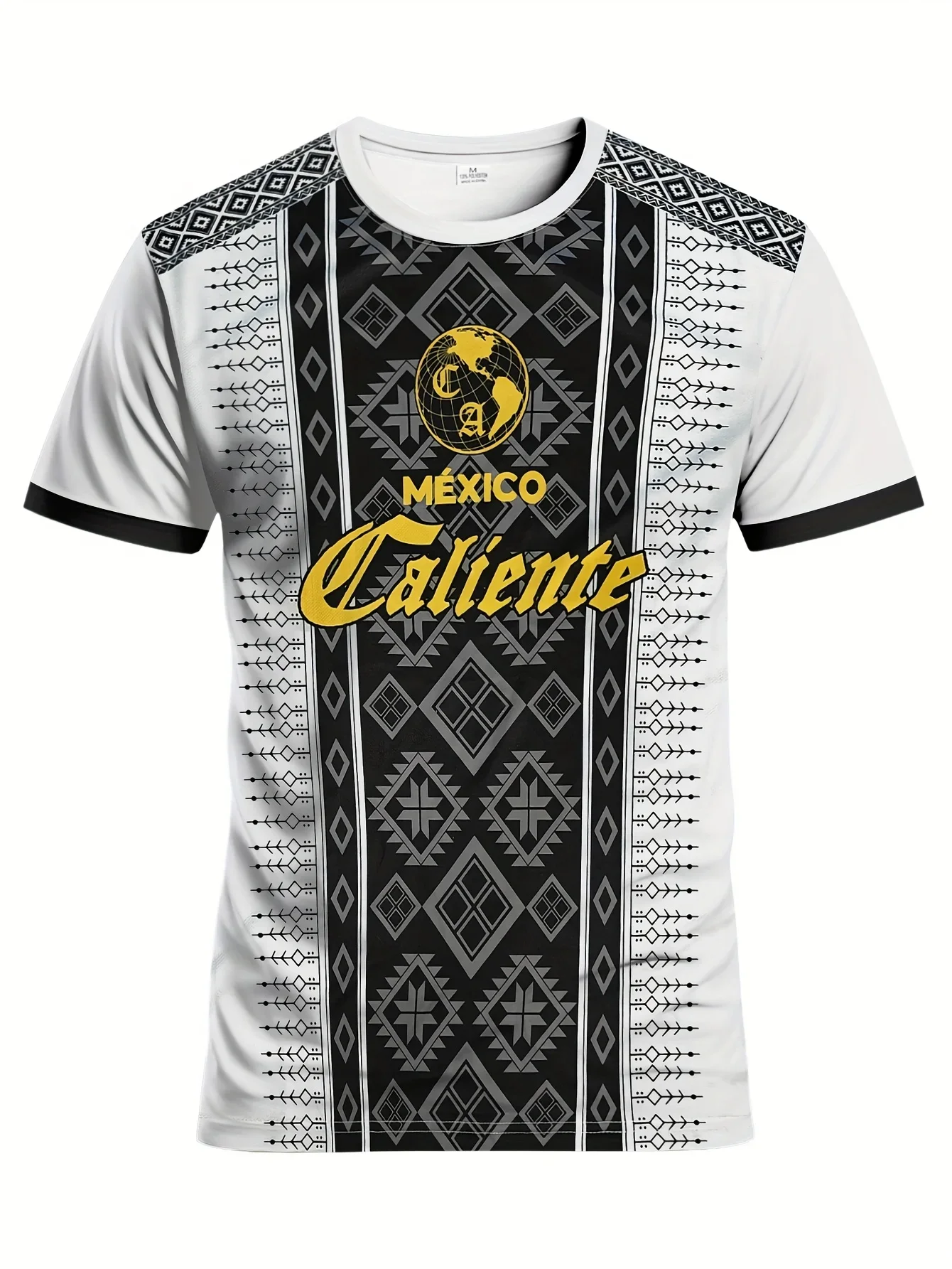 Copa America Camisetas de fútbol para hombre y sudaderas cómodas con cuello redondo mexicano Estampados de la tribu azteca para partidos y entrenamiento