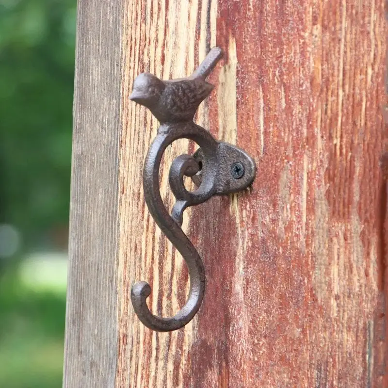 Cast Iron Bird Shaped S Hook Vintage Heavy Duty Wall Hook for Hanging Coats Bags Cookware Kitchen Pantry Organization