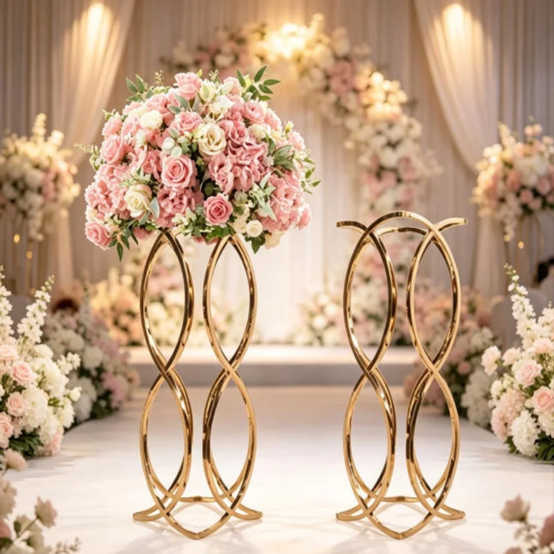 Wrought Iron Electroplated Flower Stands for Wedding Decoration Cross-Border Exclusive Main Table Centerpieces Flower Stand Prop