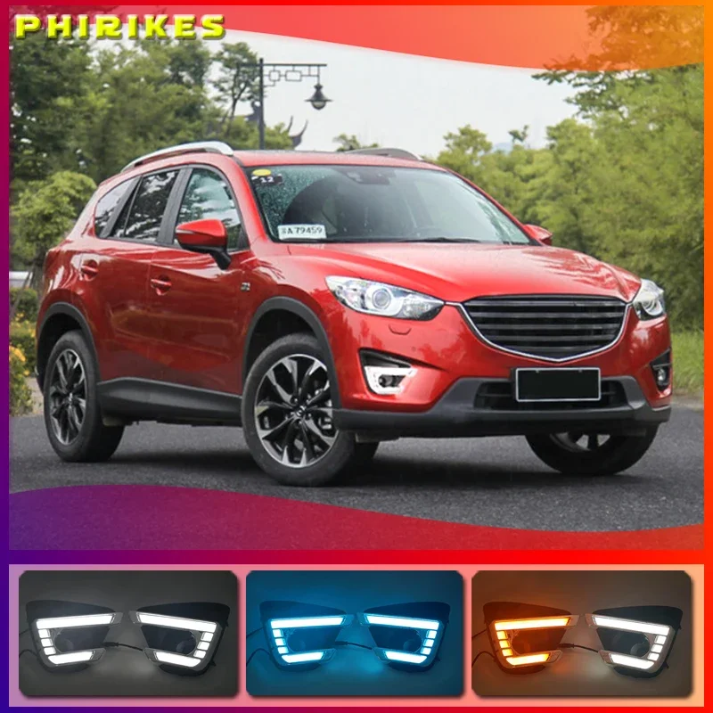 

1 пара дневные ходовые огни для Mazda cx-5 cx5 2012 2013 2014 2015 2016 светодиодные противотуманные фары светильник сигнал поворота желтый 12В противотуманный фонарь