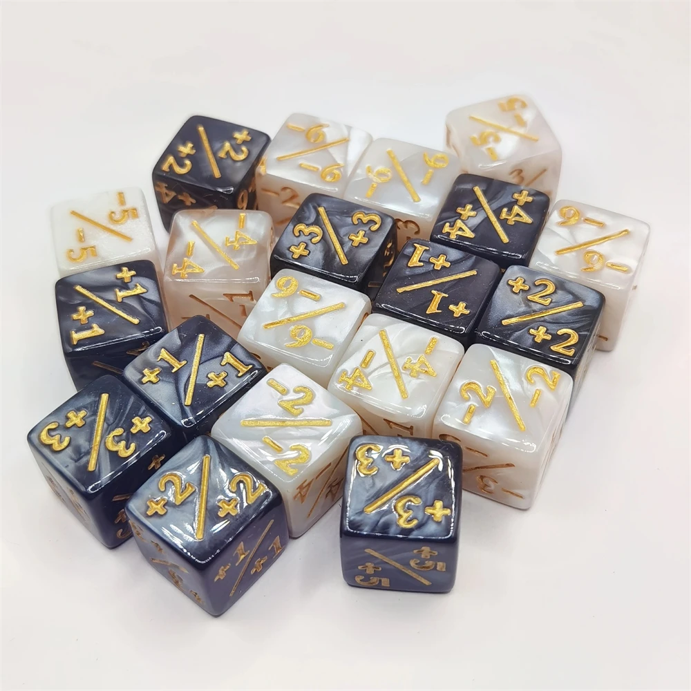 

2 Black and White Dice, Plus and Minus Sign Dice, 16mm Pearl Texture Game Dice, Suitable for Family Games and Board Games