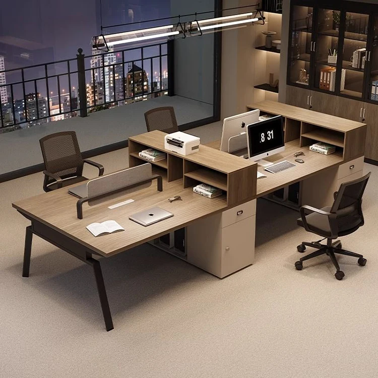 

Modern Simple Corporate Offices Furniture 4 Person Station Office Table Workstation With Partition