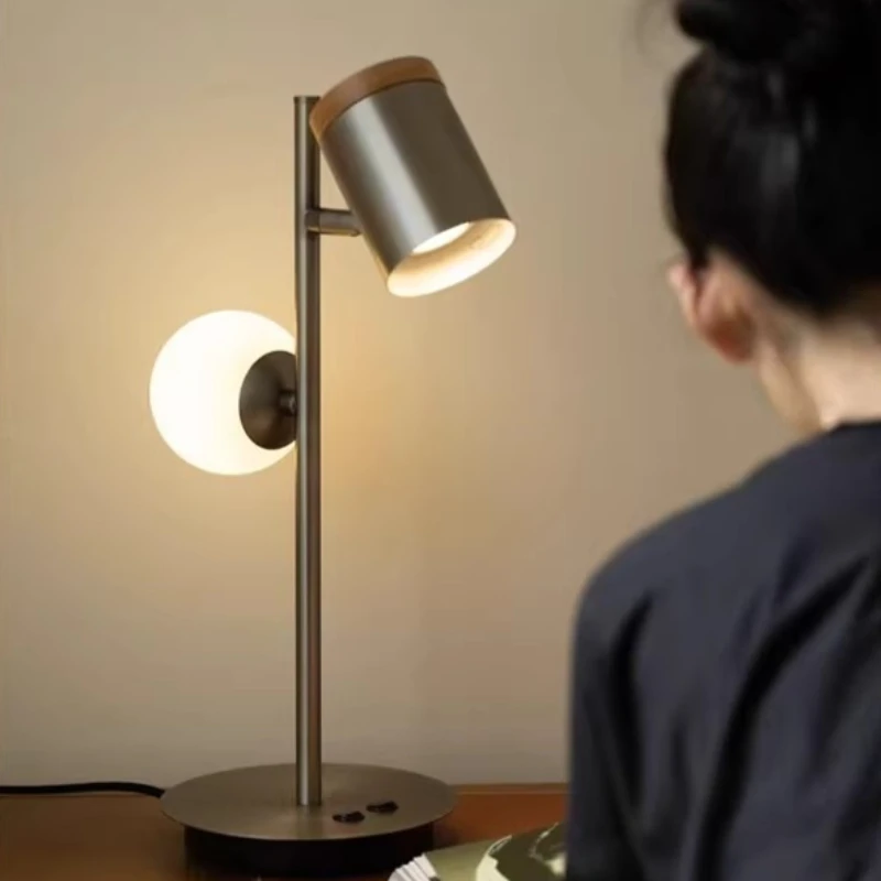 Stainless Steel Desk Lamp Study Bedroom Bedside Table Lamps Modern Minimalist Adjustable Lighting Light Electroplating Lights