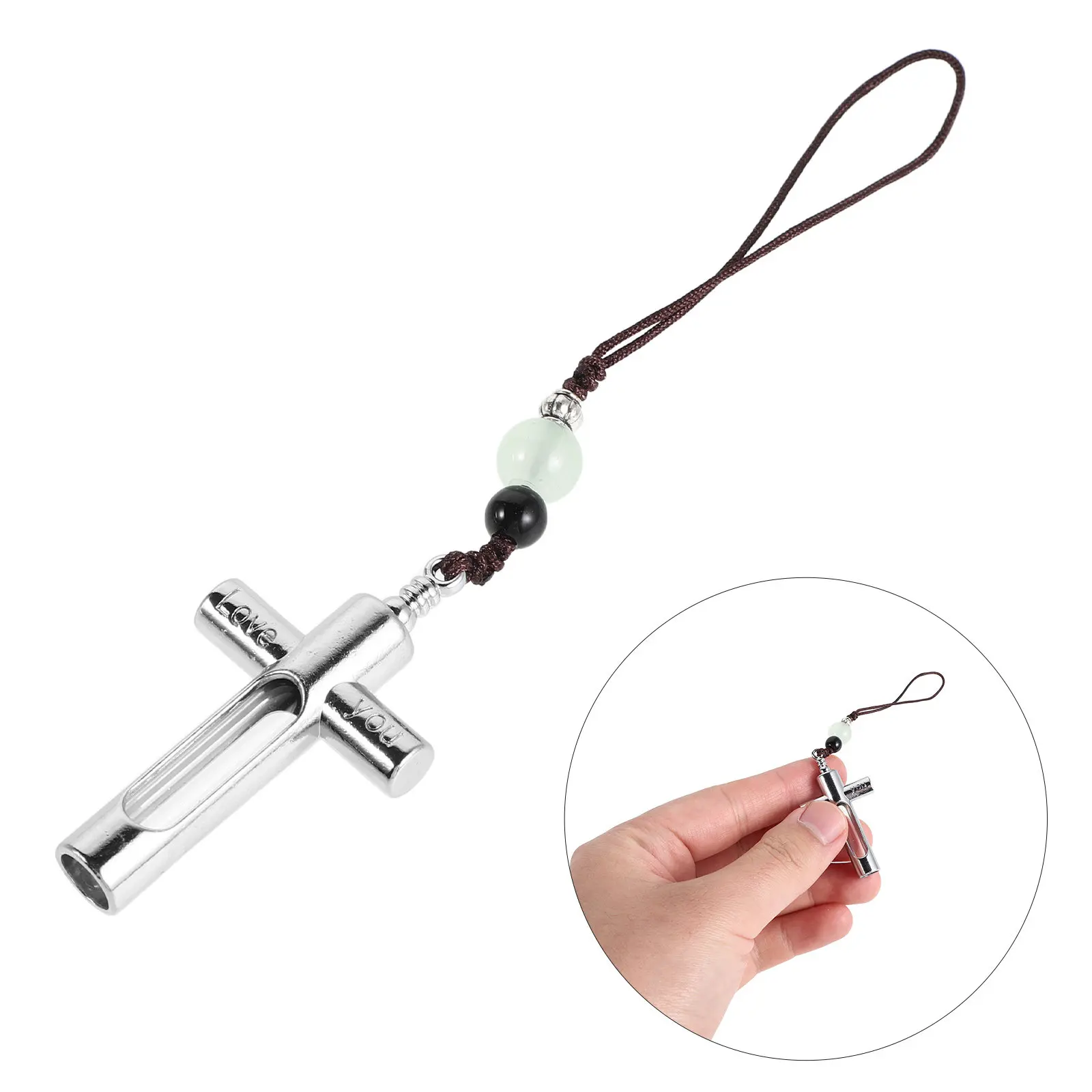 2Pcs Cross Hourglass Ashes Pendant Vintage Glass Cremation Jewelry Memorial Keepsake Transparent Urn Pendant for Human Pet Ashes
