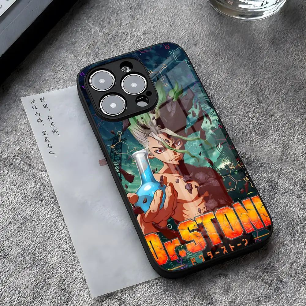 Anime Boys Dr. Stone Phone Case For IPhone 13 Pro Max 14 Plus 12 Mini 11 15 X XR XS 16 Plus SE Tempered Glass Back Cover