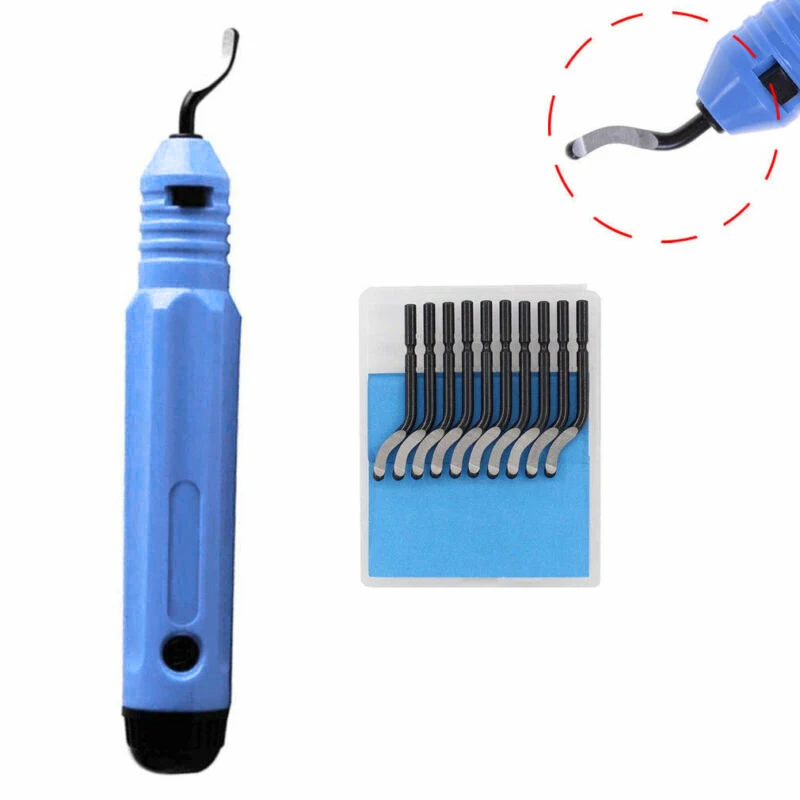 1 Set NB1100 Burr Handle With 10 PCS Cutters Rotatable Blade Hand Deburring Rough Edges Tools For Metal Resin Plastic Wood