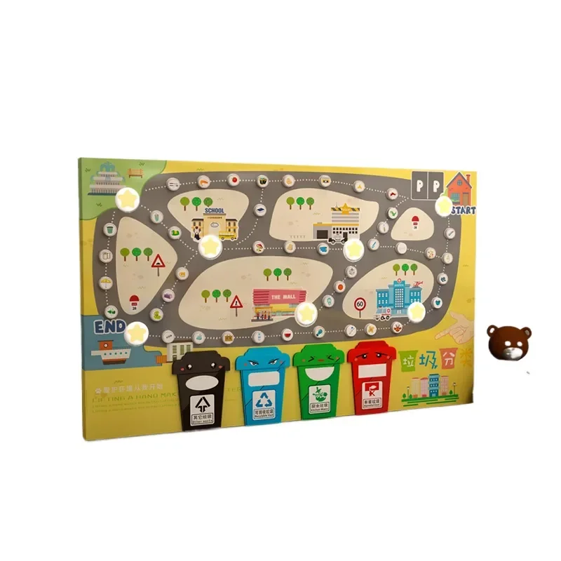 Custom Puzzle Education Cartoon Garbage Sorting Interactive Toy Wall for Children Aged 5-7