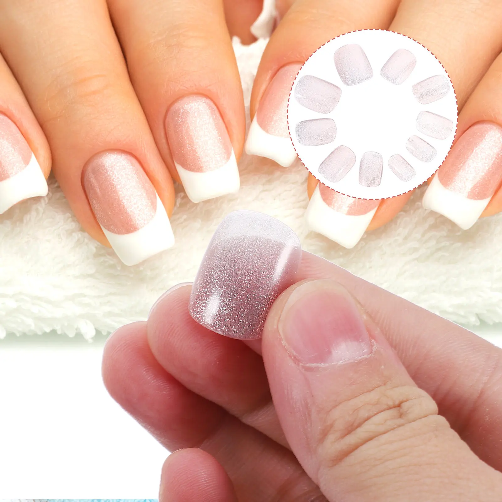 

24Pcs Women Press on Nails Glitter Design Bright Color Fake Nails Tips for Daily Wear Party Dating Birthday Home Salon Use Nail