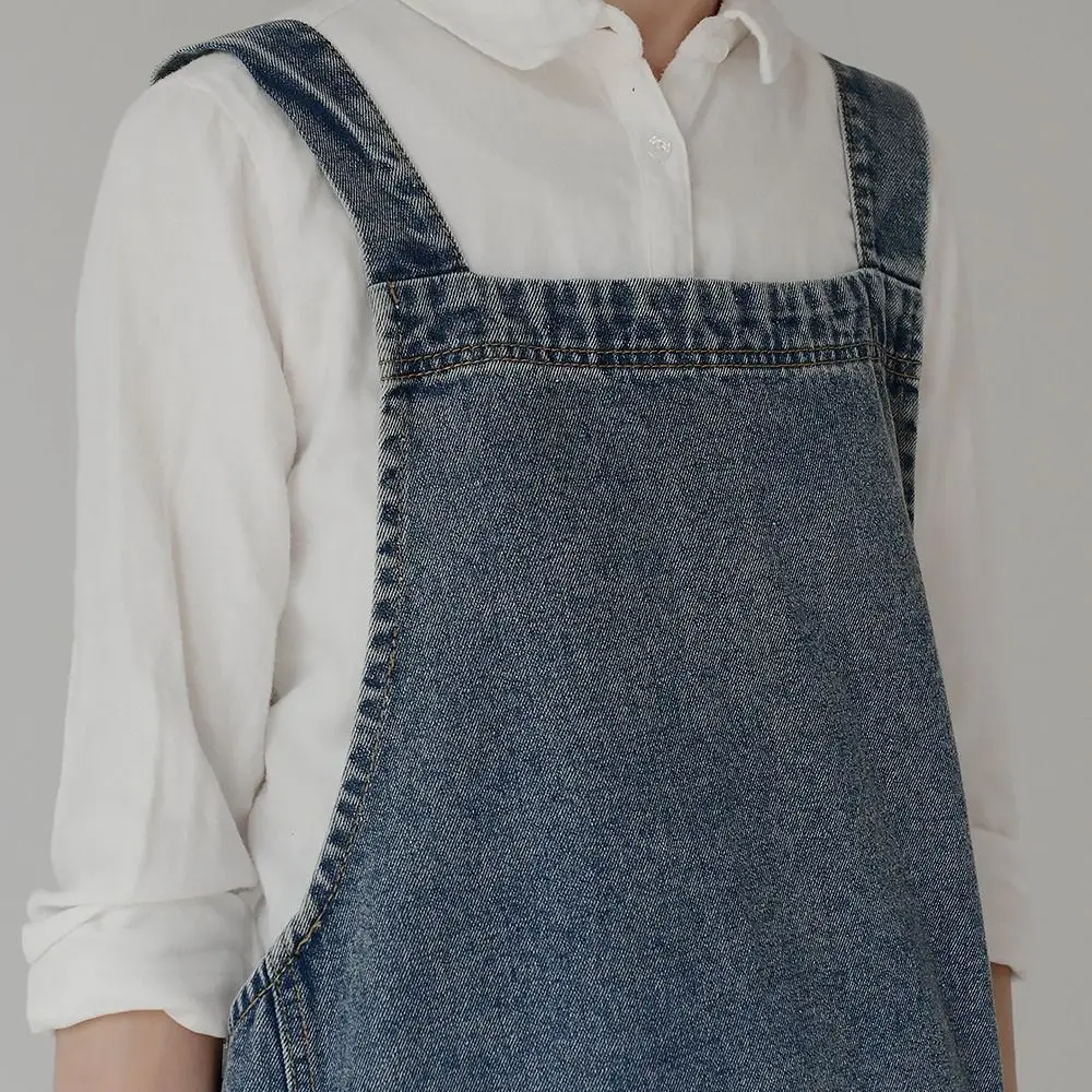 

Leisure Oil-Proof Ladies Denim Apron Unisex Elegant Waiter Extended Aprons Cleaning Soft Artist Flower Shop Apron Home Kitchen