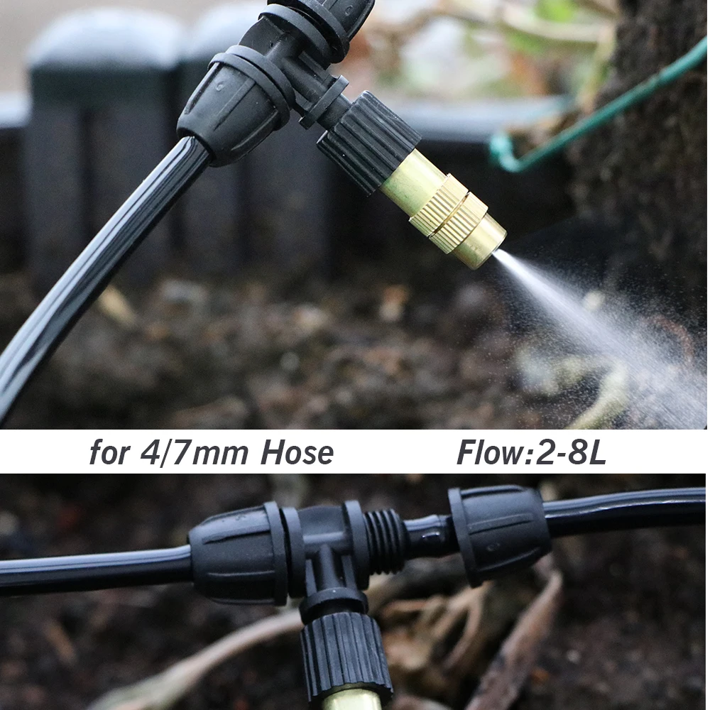 10 szt. Mosiężny dysza zamgławiająca ogrodowy 2-8l/H z blokadą na 4/7mm wąż głowica do spryskiwacza szklarni rozpylający zraszacz chłodzący