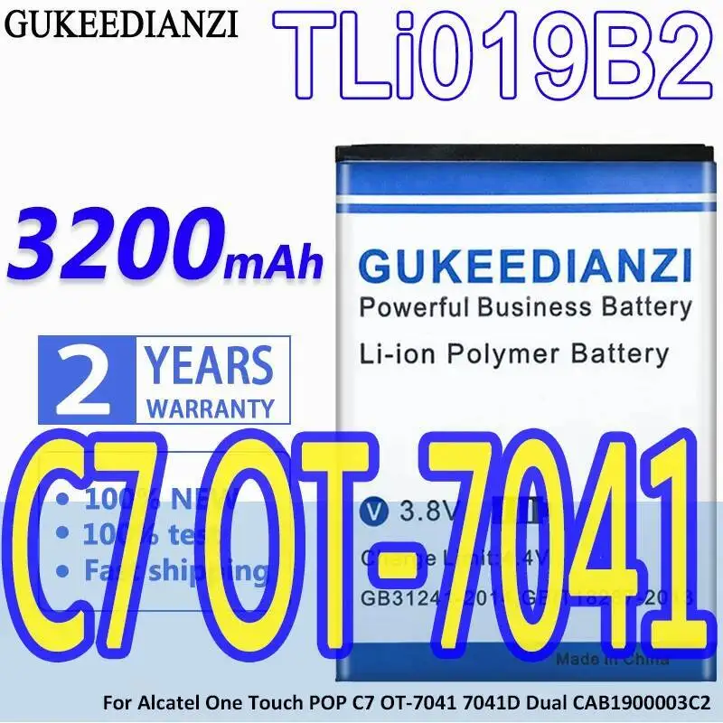 

Долговечный аккумулятор мобильного телефона Tli019b2 3200 мАч для Alcatel One Touch Pop C7 OT-7041 7041D Dual CAB1900003C2