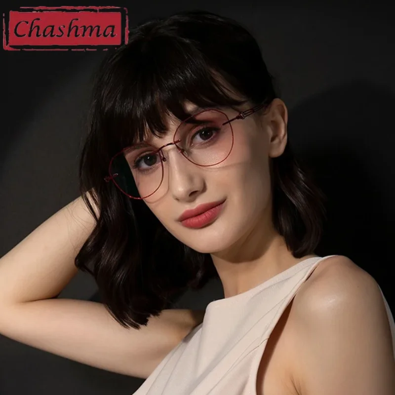 

Круглые солнцезащитные очки, женские очки, титановые, серые, красные линзы, с ромбовидной отделкой, оправа для очков без оправы, женские тонировочные линзы