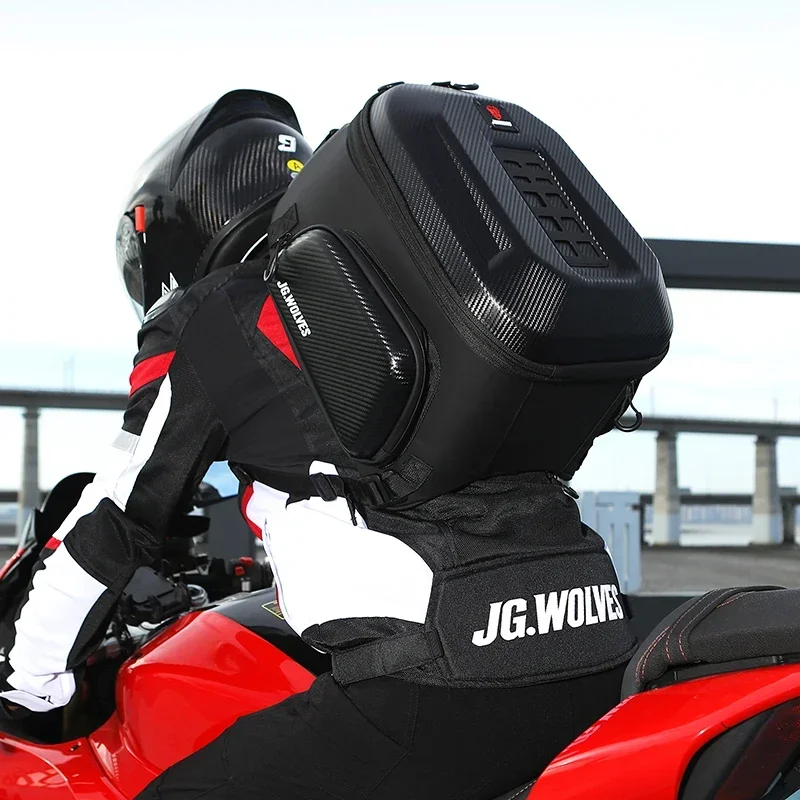 Expandable Hardshell Moto Trunk Travel Riding Backpack Motorcycle Back Seat Bag Waterproof Motorbike Tail Bag 42L-54L