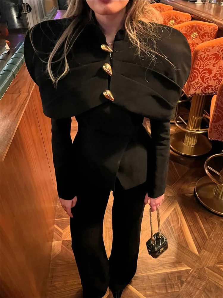 Tossy Fashion Metallic Elegant Blazers Outwear Women's Patchwork Skinny Long Sleeve Commute Coat Female Autumn Suit Outwear 2026