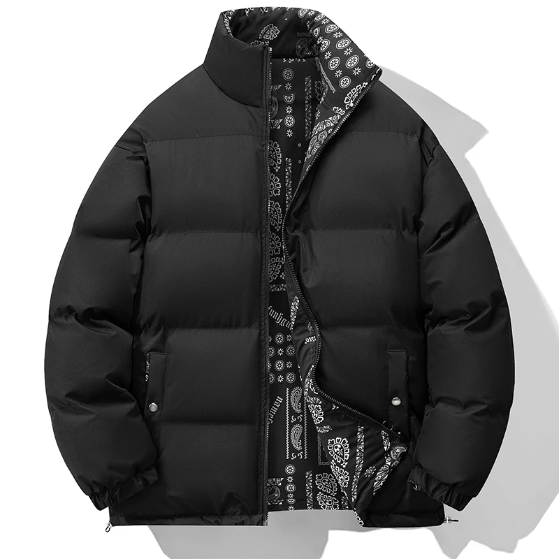 Double-sided Men's Streetwear Winter Jackets And Coats Windproof Thickened Parkas Outwear