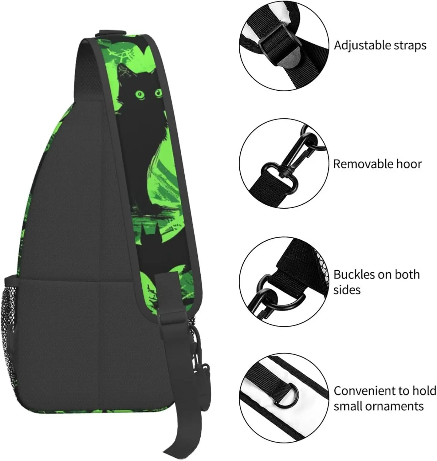 Летучая мышь, призрак, ужас, Хэллоуин, черный, зеленый рюкзак на плечо, фестиваль, спортивный повседневный рюкзак, нагрудная сумка для путешествий, пешего туризма, бега
