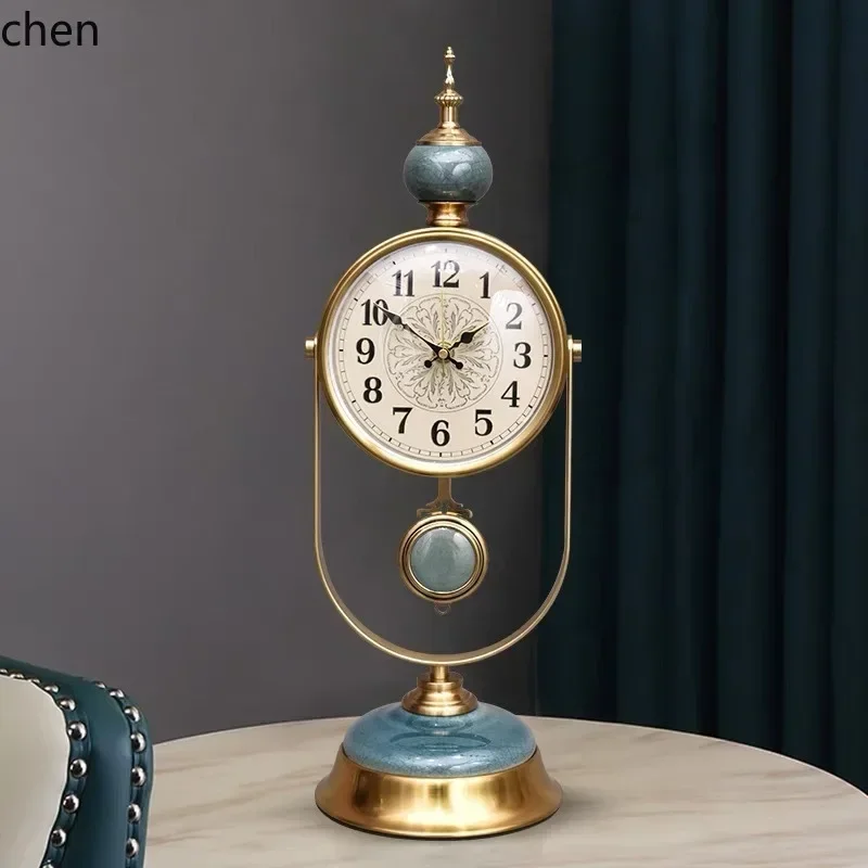 DSA Desk Clock Ornament For Home Living Room, Vintage Clock, Creative Desktop Pendulum Clock