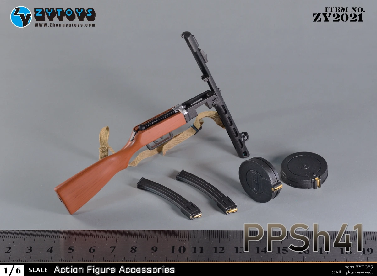 ZYTOYS 1/6 Scale PPSh41 Burp Poposa Gun Model ZY2021 WWII Waffe für 12-Zoll-Actionfiguren-Zubehör