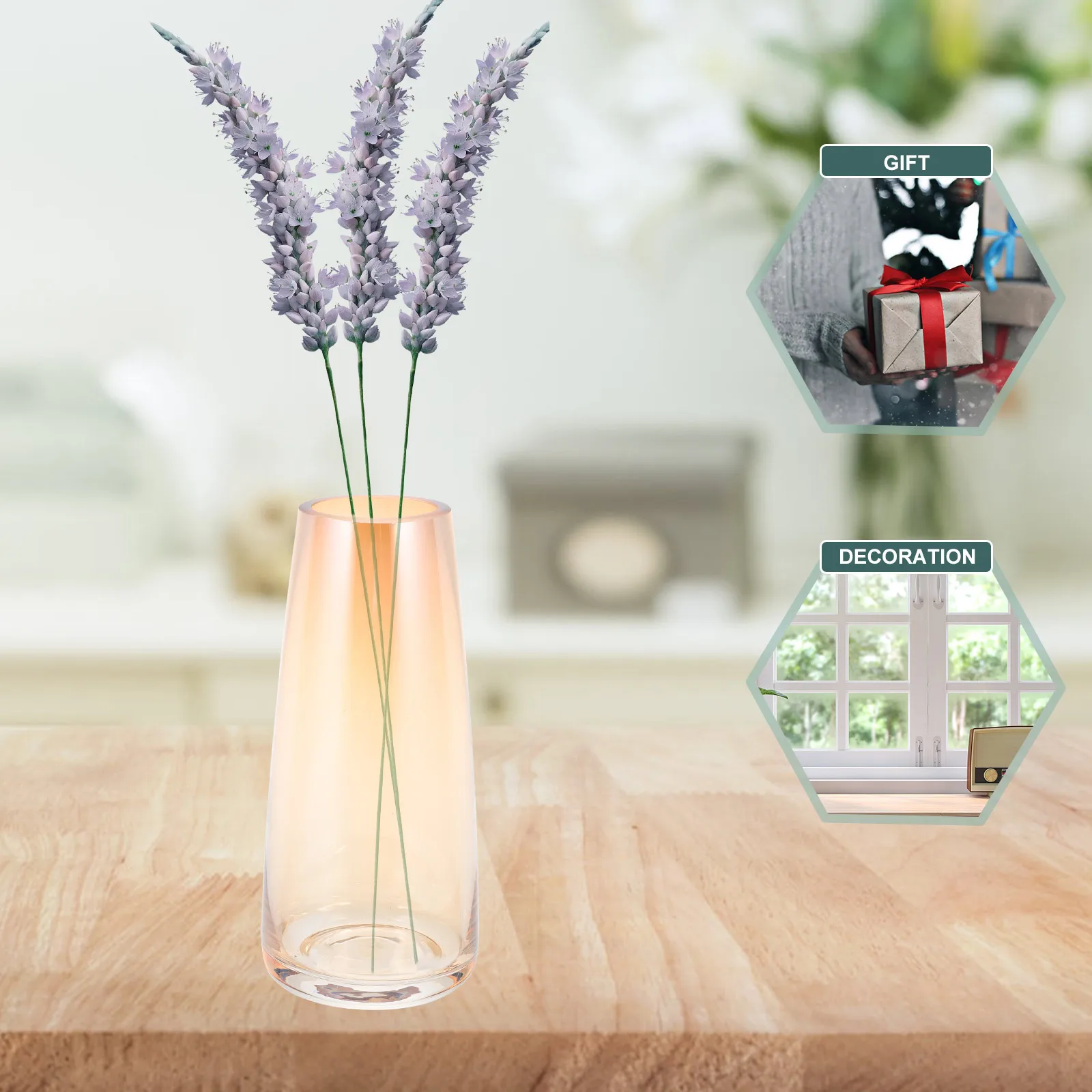 

Glass Flower Vase Simple Style Compact Size Desktop Floral Arrangement Holder Home Living Room Ornament Vases for Flowers