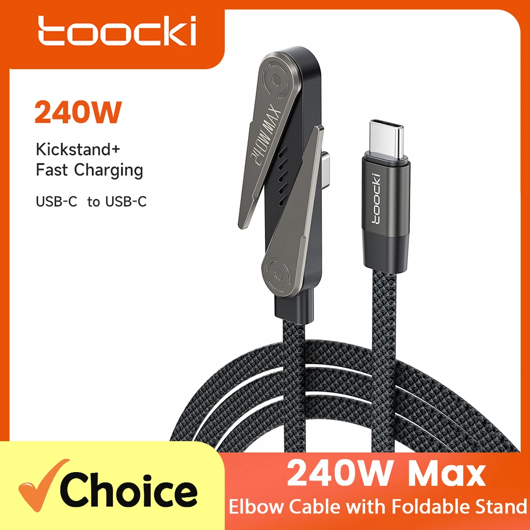 Toocki 240W Max Foldable Stand Elbow USB C to USB C Cable Zi