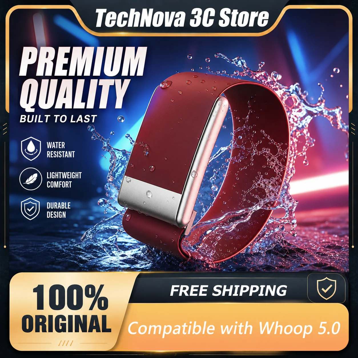 Whoop 5.0 Band HydroKnit Strap Waterproof Quick Dry Wristband with Frame for One Peak MG Fitness Tracker Replacement