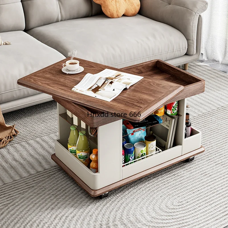 Folding mobile coffee table Modern simple living room Small apartment sofa Corner few tea dining table Multifunctional