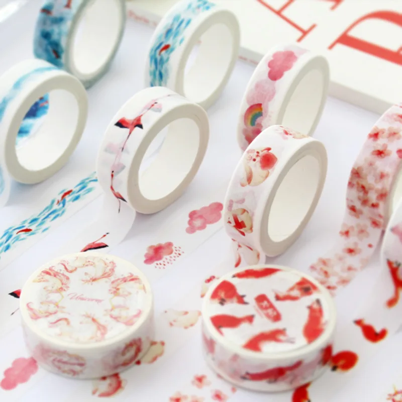 

15mm * 7m Kawaii Mini Pattern Washi Mask Tape Creative Collage DIY Junk Journal Scrapbooking Material Cute Stationery Stickers