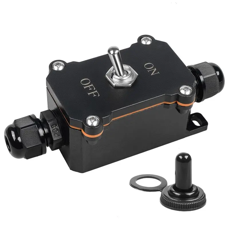 TFORU-Inline Cord Switch ON-Off Toggle Switch Waterproof   AC 15A 250V, ON-Off 4 Screw Pin Switch, Two-Side Entry & Exit Line