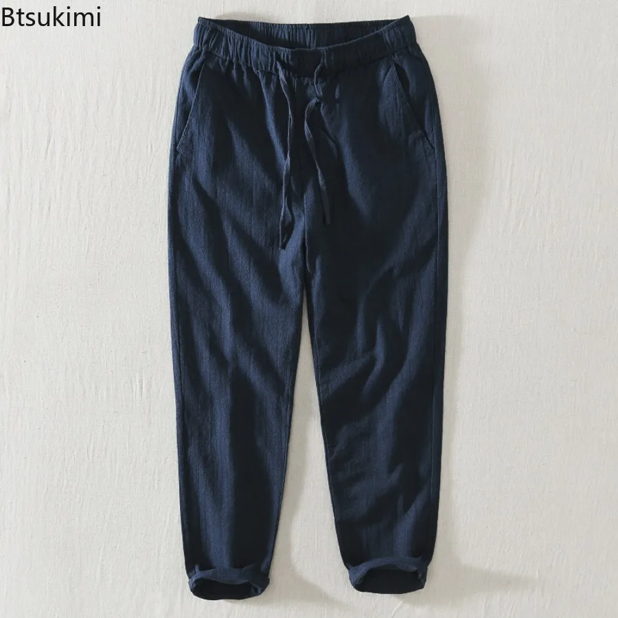 2024 New Men's Cotton and Linen Casual Trouser Fashion Vintage Solid Loose Breathable Pants Simple All-match Cargo Pants for Men