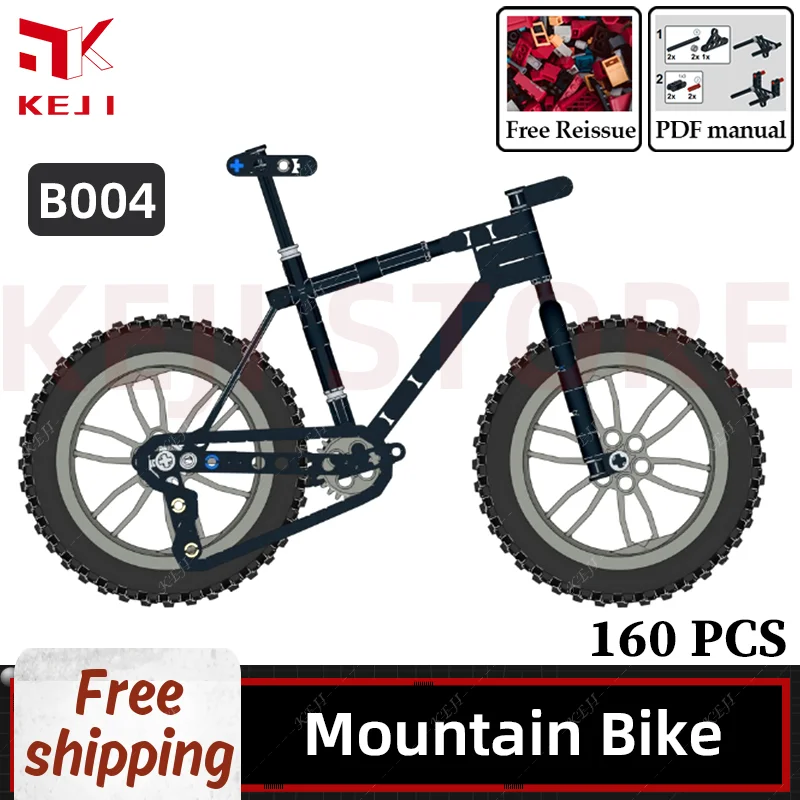 KEJI MOC Downhill Mountain Bike Riding Off Road Full Suspension Model Building Blocks Bricks Kits Kids Toys for Children Gifts