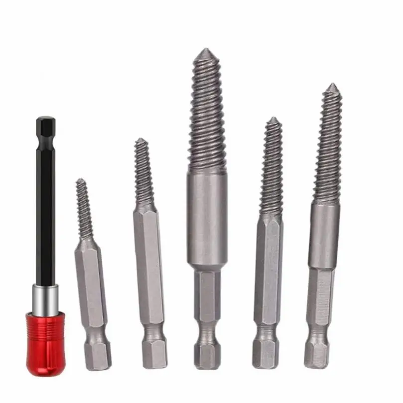 Damaged Screw Extractor Kit 6pcs with Quick Self-Locking Post Tool Kit Fine Threaded Damaged Screw Stud Remover