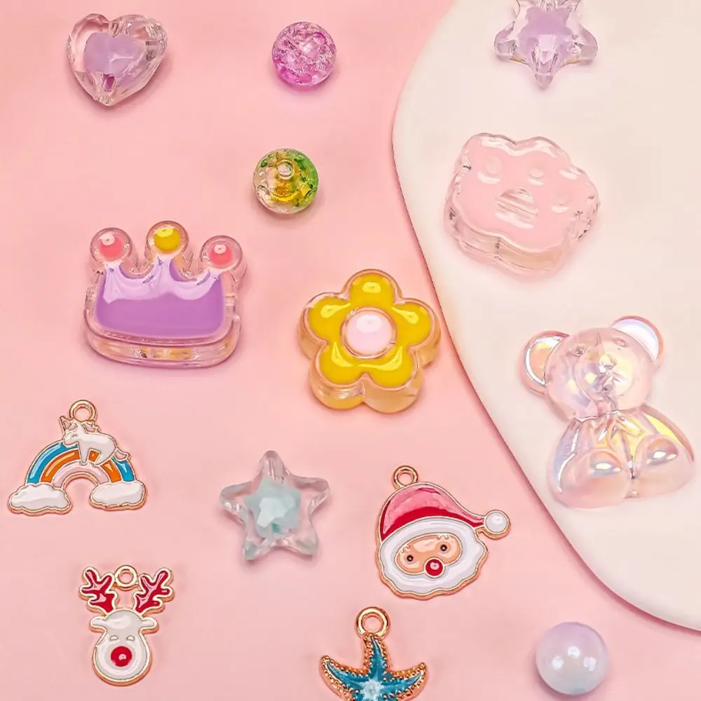 Kit de cuentas hecho a mano DIY de 24 rejillas, juguete de cuentas acrílicas coloridas, Kit de fabricación de pulseras, cuentas creativas de Color caramelo, juguetes para niños y niñas