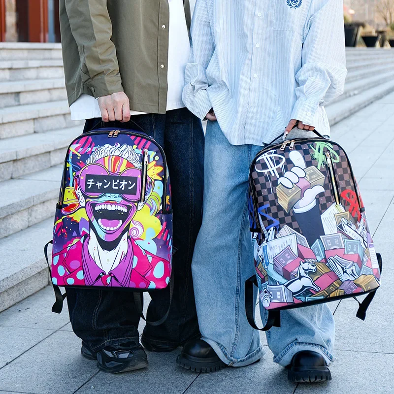 

Персонализированный рюкзак в стиле преппи с граффити, унисекс для школьников, школьная повседневная сумка для путешествий, мужской и женский рюкзак