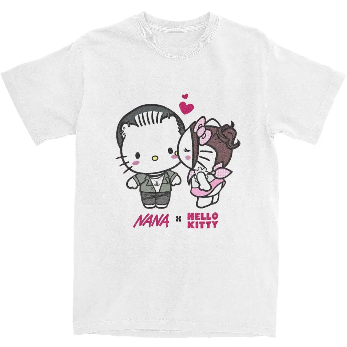 

Футболка Nana X Hello Kitty, популярные футболки с короткими рукавами, винтажные топы, летняя удобная одежда из чистого хлопка, большие размеры 5XL