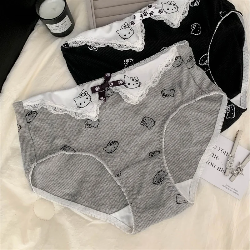 

Трусы женские Hello Kitty больших размеров, антибактериальные, с хлопковой ластовицей класса 7А, с милым принтом, без натирания, модель Y2, новинка 2026 года