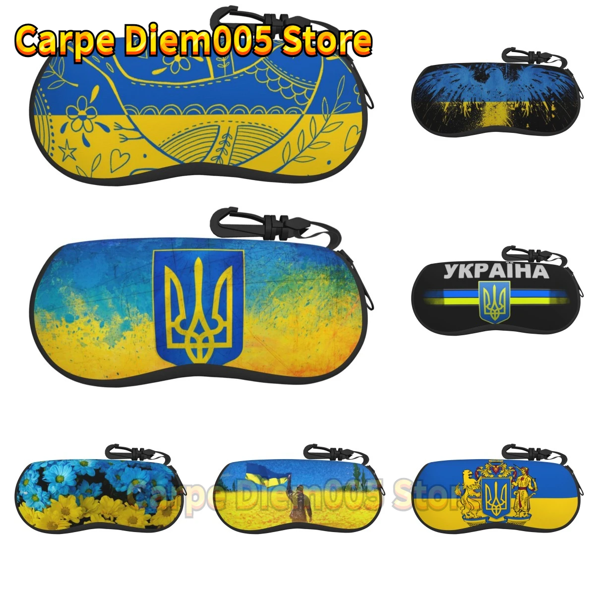 Flag Of Ukraine Thermal Sunglasses Soft Zip Case Eyeglass Cases with Belt Clip