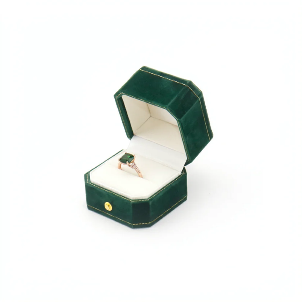 Luxury Velvet Jewelry Case Octagonal Lace Storage Box Small Organizer For Rings Pendants Bracelets Earring Display Holder
