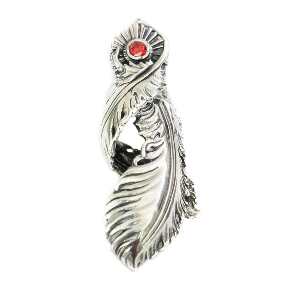 

925 Sterling Silver CZ Stone Feather Pendant Charms Jewelry TA172