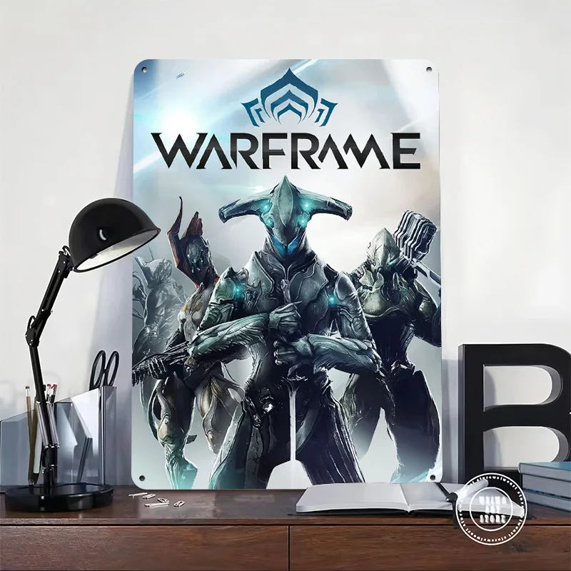 Warframe Game 3D Texture Metal Poster Customized Wall Art Tin Sign Gift for Mancave Bathroom Decor Room Vintage Decorations Home