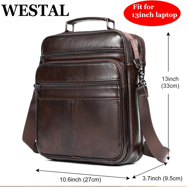 WESTAL torba męska prawdziwej skóry Messenger 13 cali torby na laptopa na dokumenty torba biznesowa męskie torebki na ramię 6173