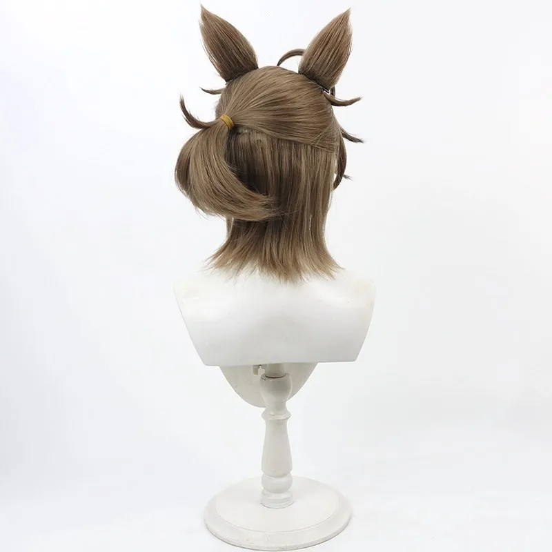 Arknights 6-Star Operator Roestvrij cosplay pruik bruin met geïntegreerde vlechtoren Halloween cadeau