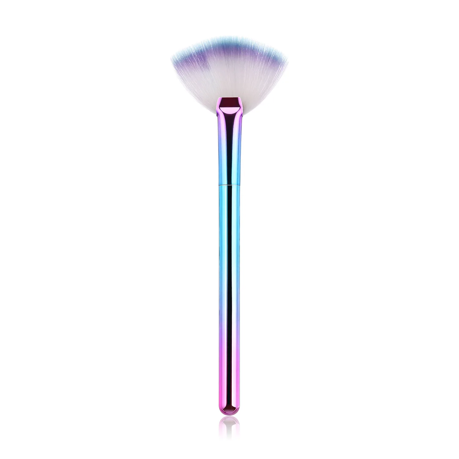 

Одинарная веерообразная кисть для макияжа Excess Powder — косметический инструмент с розовым и синим градиентом — маленькая веерообразная кисть для пудры