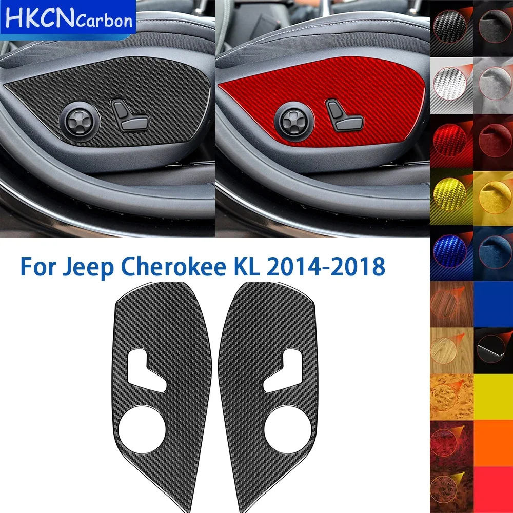 

For Jeep Cherokee KL 2014-2018 Accessories Real Soft Carbon Fiber Car Interior Seat Adjustment Button Panel Cover Trim Sticker