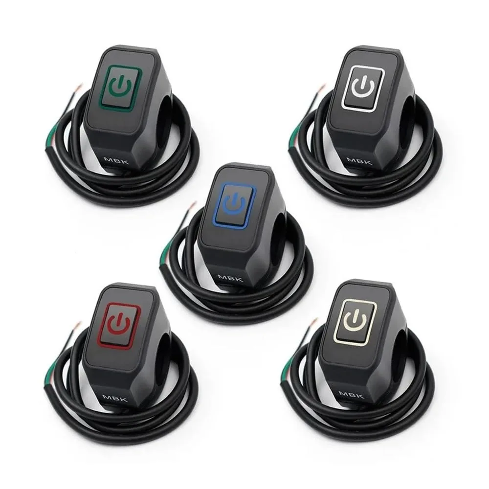 1PC 22mm Universal Motorcycle Handlebar Switch, Waterproof Modified Button Headlight Horn Control with LED Display Lamp
