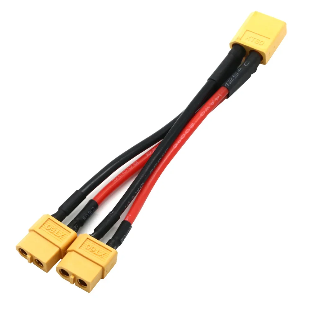 XT60 1 bis 2 1 bis 3 Parallelbatterieanschluss Stecker/Buchse Kabel Dual Extension Y Splitter Silikondraht 14AWG für RC Batterie ESC – Detail 5