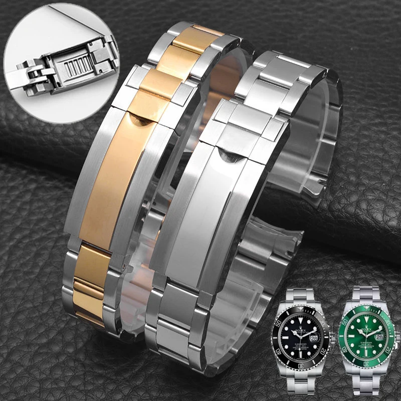 Watch Bracelet For Rolex SUBMARINER DAYTONA SUP GMT Men Fine-Tuning Pull Button Clasp Strap Stainless Steel Watchbands 20mm 21mm