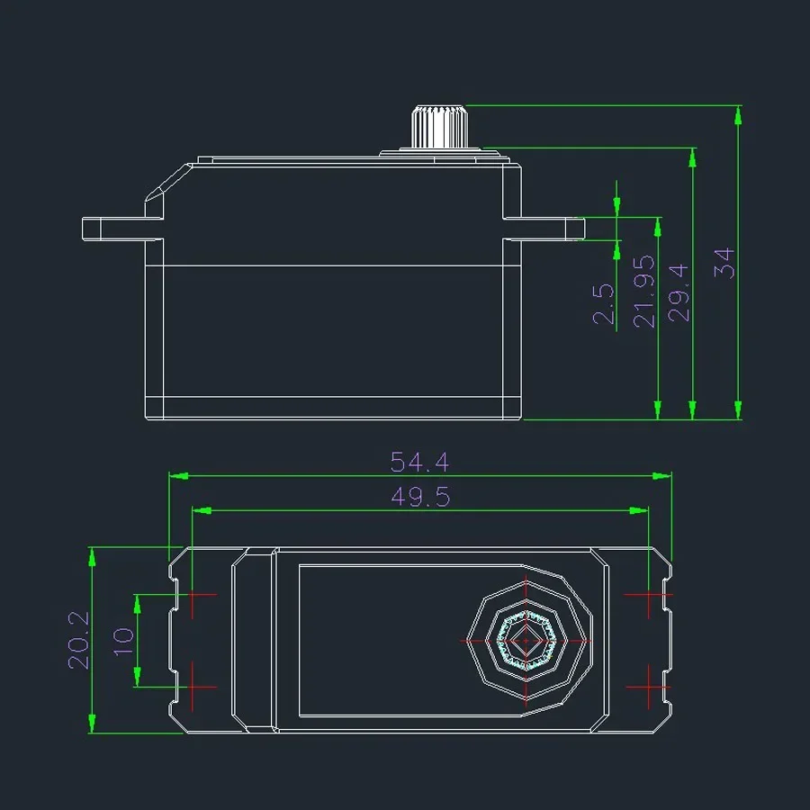 G25 25kg 7.4v high pressure speed metal tooth waterproof hollow cup large torque short body steering gear